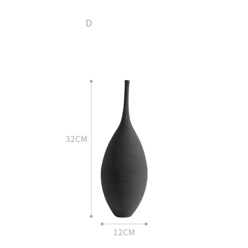 Modern Minimalist Handmade Ceramic Vase Black and White Simple Design Handmade Art Decoration Living Room Model Room Vase Decor 6
