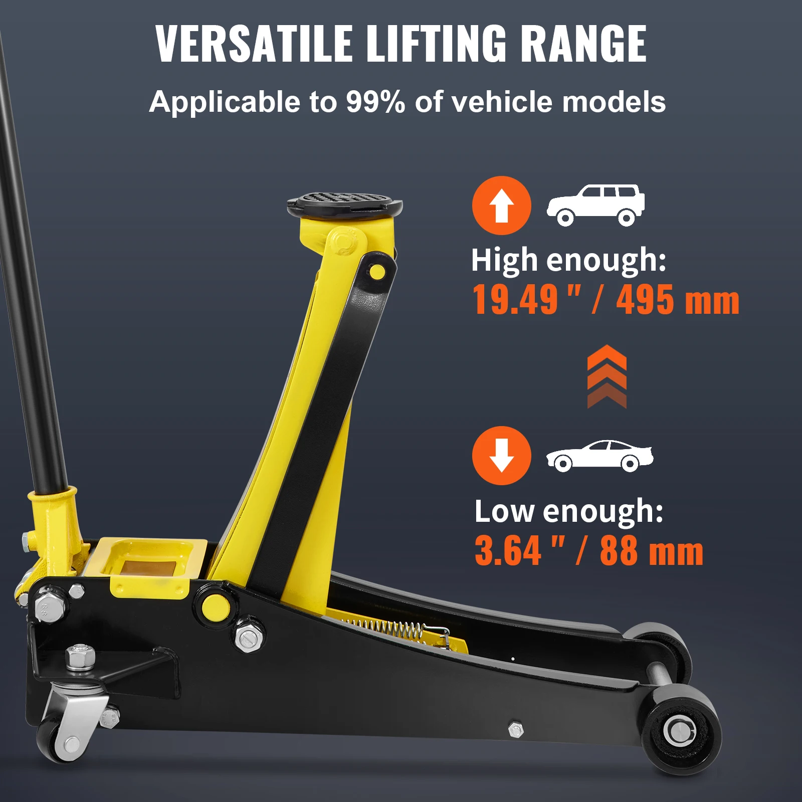 VEVOR Car Jack 2.5-4Ton Floor Jacks Heavy-Duty Steel Racing Jack W/ Dual Pistons Quick Lift Pump Tire Change Lifting Repair Tool