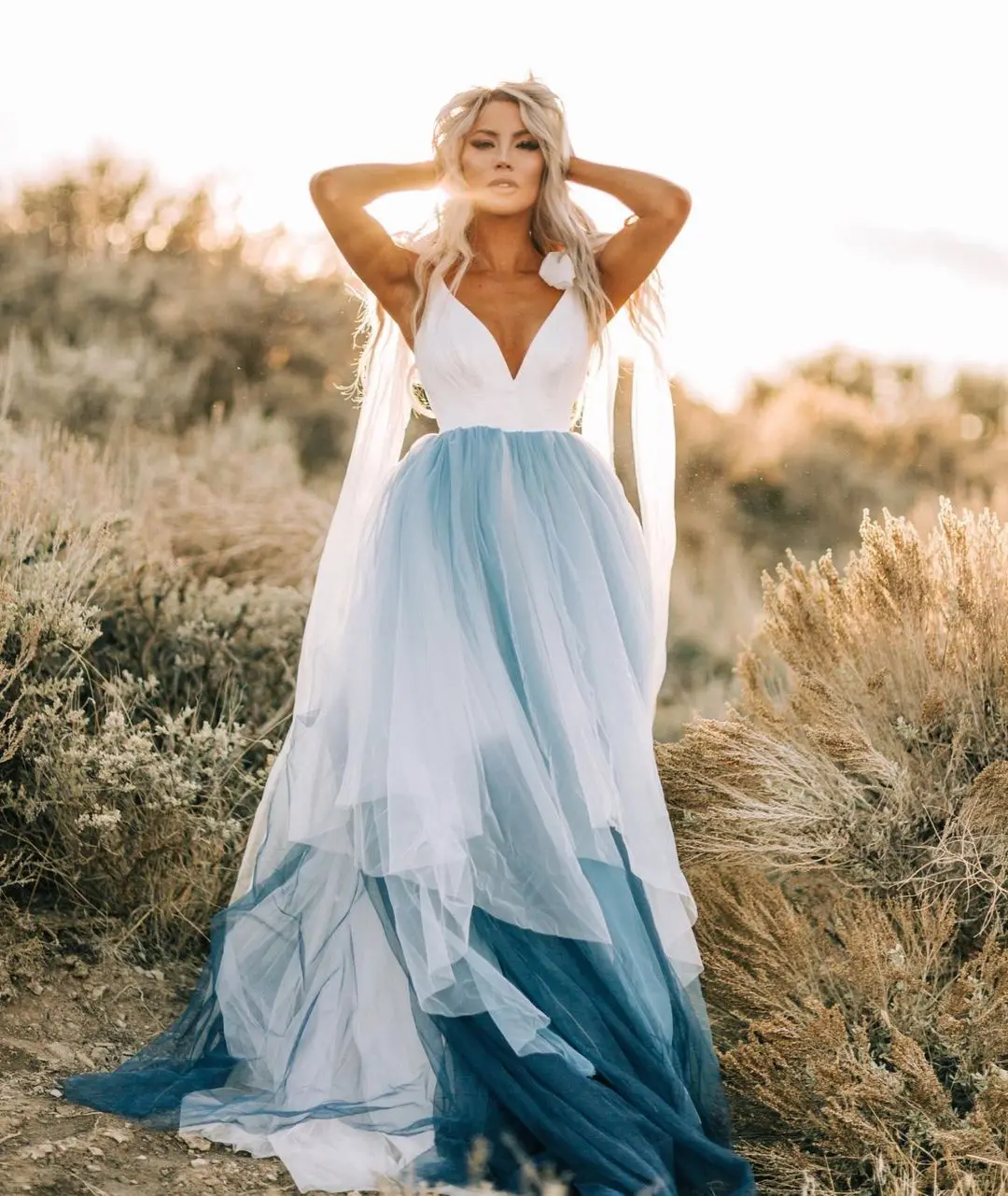 Light Blue Boho Wedding Dress Blue A Line Wedding Dress 2025