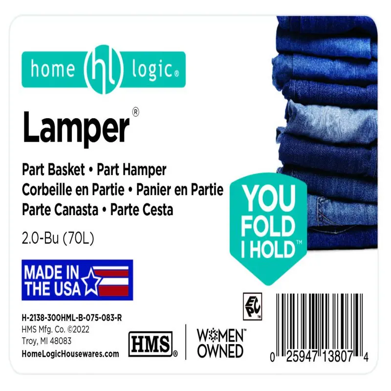 

Bushel Lamper Plastic Laundry Basket with Silver Handles, Black