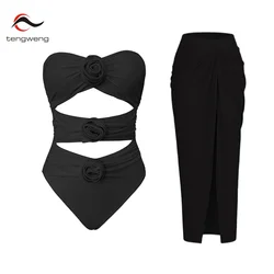 Tengweng 2024 Sexy Halter Swimwear One Piece Swimsuit Skirt Bikini Set Women Brazilian Beach Girls Monokini Bathing Suit Dress