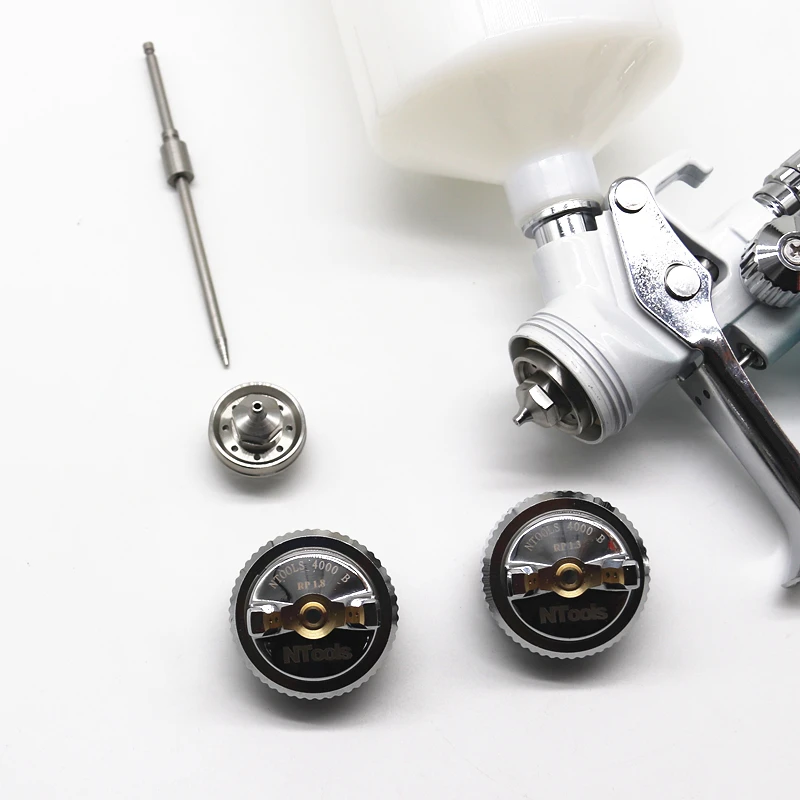 Spray Gun Nozzle 1.3 And1.8mm With 400CC Mix Tank And Adpater Car Paint Gun Varnish Paint Sprayer HVLP 4000B Air Spray Gun 6