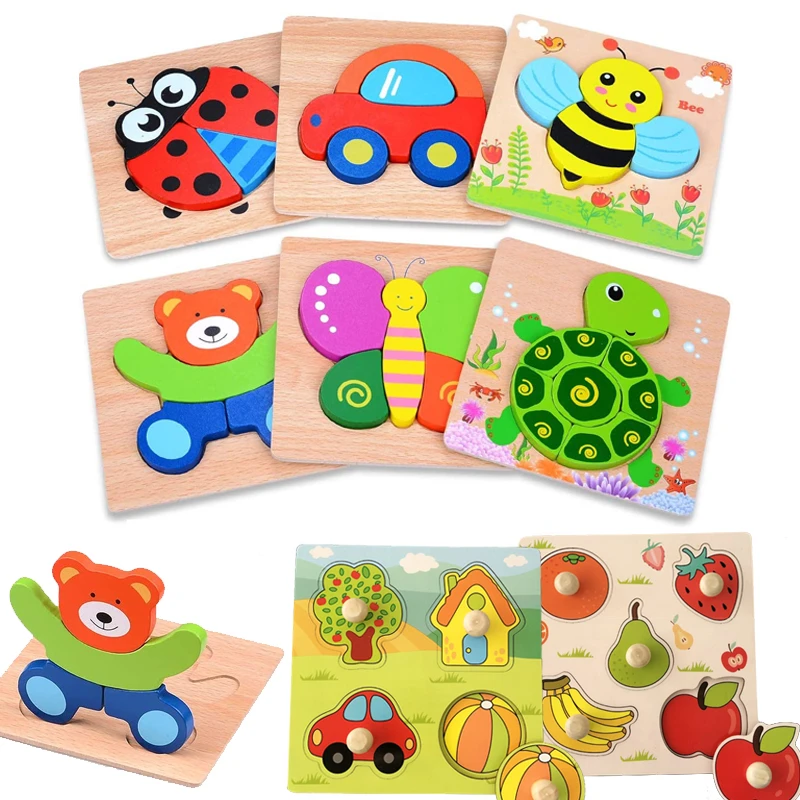 Volverse maduro Brillante Rompecabezas Montessori de madera para niños, tablero educativo de  aprendizaje, Tangram, dibujos animados, juguetes para bebés de 0 a 12 meses| Rompecabezas| - AliExpress