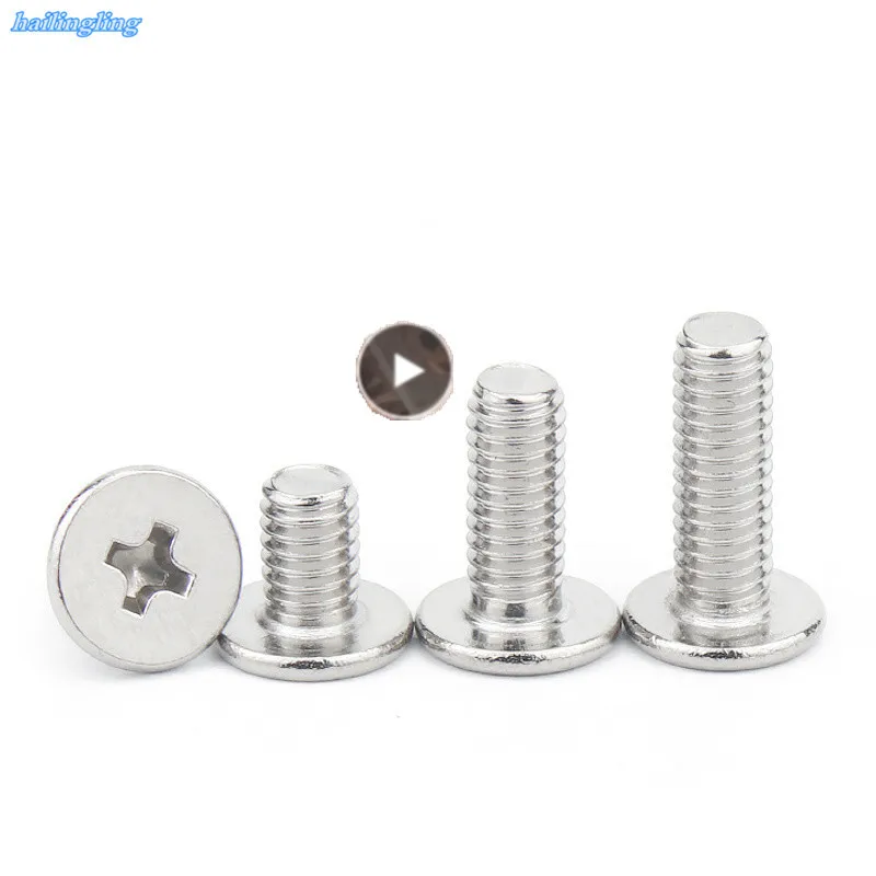 

10/25pcs CM M1.4 M1.6 M2 M2.5 M3 M4 M5 M6 A2 304 Stainless Steel Cross Phillips Ultra Thin Super Low Flat Wafer Head Screw Bolt