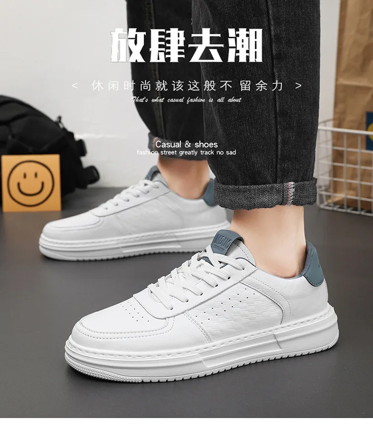 Lässige Sneaker 2026 Neue Mode Leder Herren Weiße Sneaker Atmungsaktiv Komfortabel Klassische Freizeitschuhe Herren Outdoor-Wanderschuhe – Detail 2