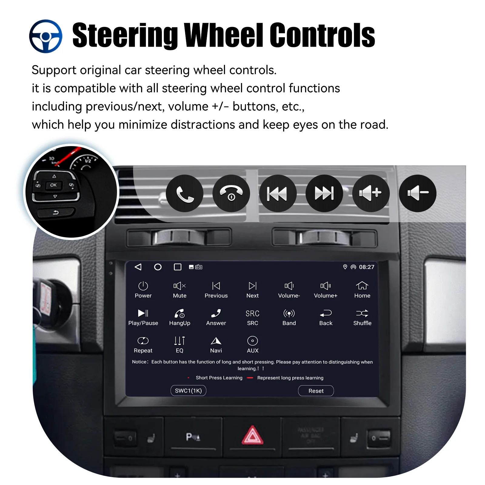 ESSGOO 9 Zoll IPS Touchscreen Für VW Touareg 7L 2003-2010 Android 15 Autoradio Wireless Apple Carplay Android Auto GPS Navigation WIFI Lenkradfernbedienung RDS FM Bluetooth USB Spiegel Link ASP Sound Multimedia Player – Detail 15