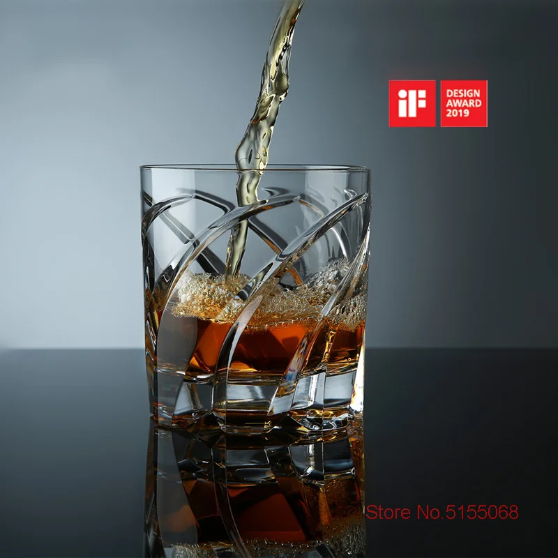 Germany Rotating Glass Whiskey Old Fashioned Glass Stable Revolve Whisky Tumbler Crystal Wine Cup
