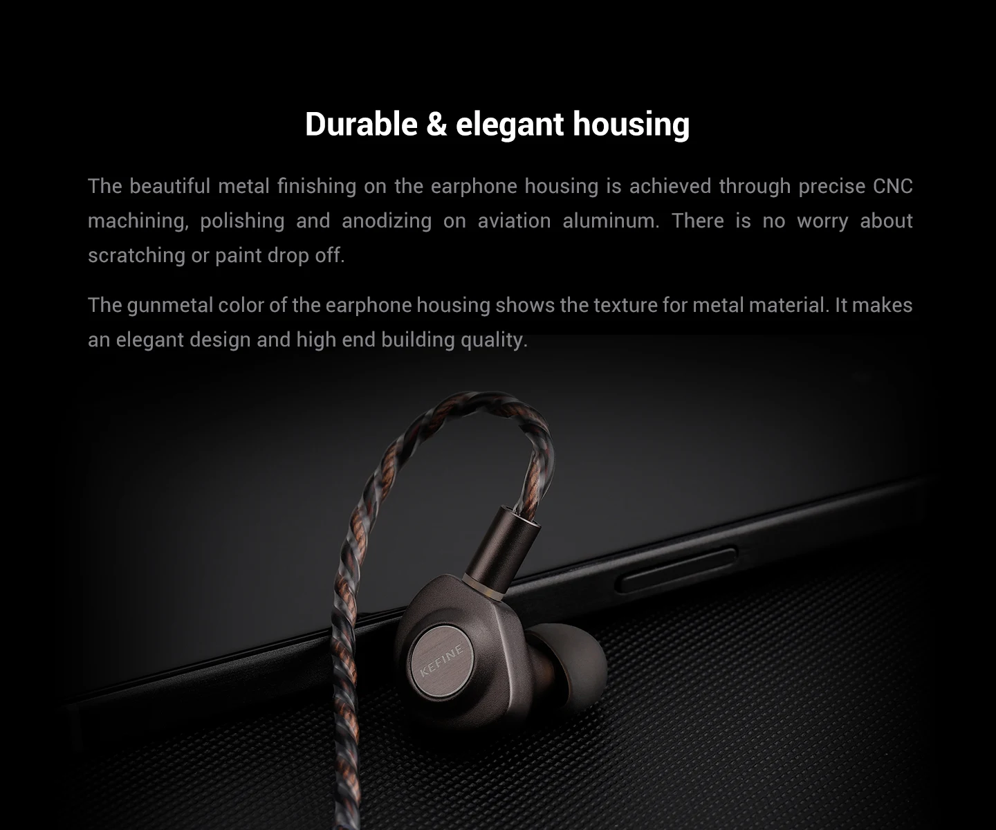 KEFINE Delci 10mm DLC+PU Diaphragm Dynamic Driver Hifi Wired IEM Earphones with CNC Metal & Detachable 0.78mm 2pin 3.5mm Cable 4