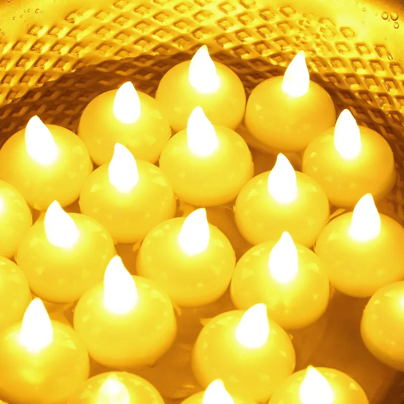 

12PCS Floating Candle Lamp Pool Lights Waterproof Flickering Tealights Bathtub Pool Floating Light Led Candles Halloween Decor