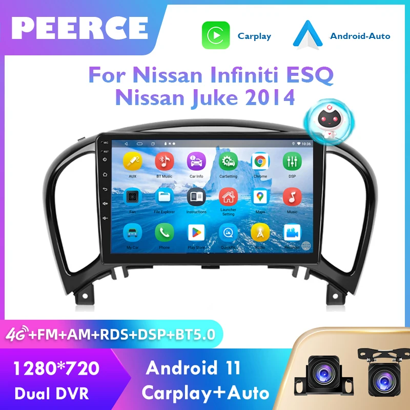 

Автомагнитола Peerce, Android, для Nissan Juke YF15 2010-2014, Android радио, 2 Din, стереоприемник, GPS Carplay Auto 8 128G