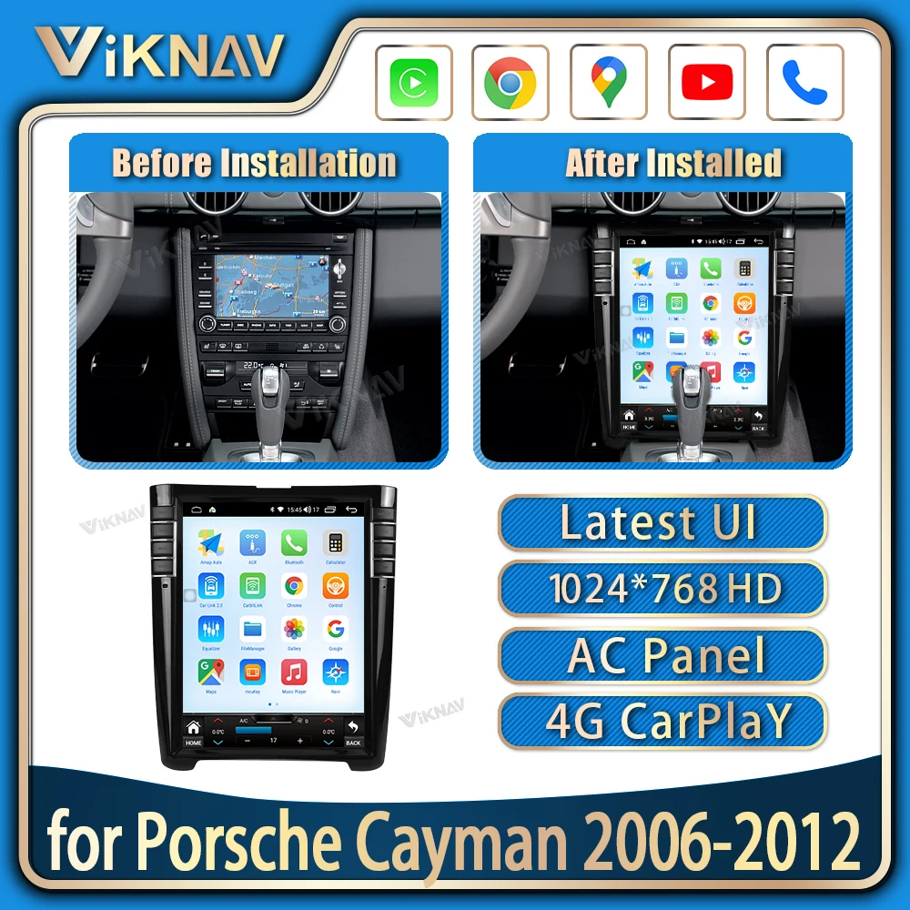 

12.3inch 8+128GB For Porsche Cayman 2006-2012 GPS Navigation Auto Stereo Android Auto Video Player HD LCD Touch Screen
