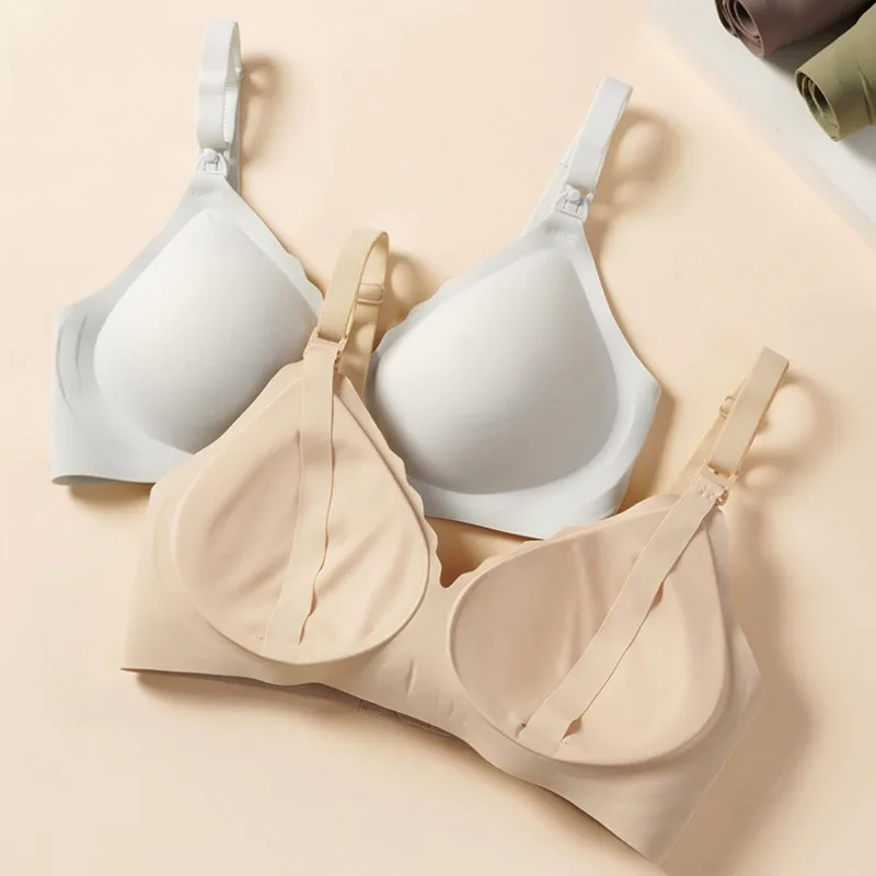 Front Open Nursing Bra Maternity Jelly Gel Laser Cutting Seamless Underwear Ultra Thin Breastfeeding Bra For Pregnant Women 5
