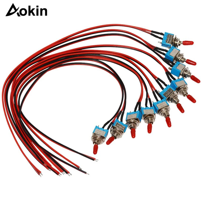 Mini Toggle Switch com Fios Pré-soldados on Off Spst Switch para Caminhão Carro Industrial Iluminação de Emergência 10 Pcs