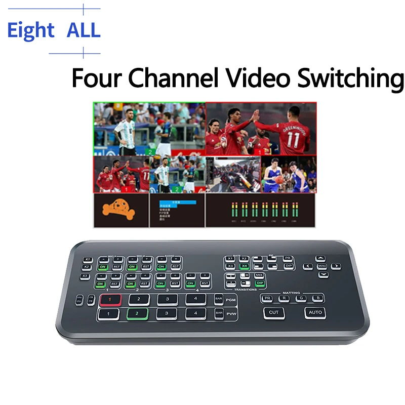 Multi-Camera Video Mixer Switcher Multifunctional Guide Broadcast Switching Station Panel Live Stream 4 channels Inputs HDMI