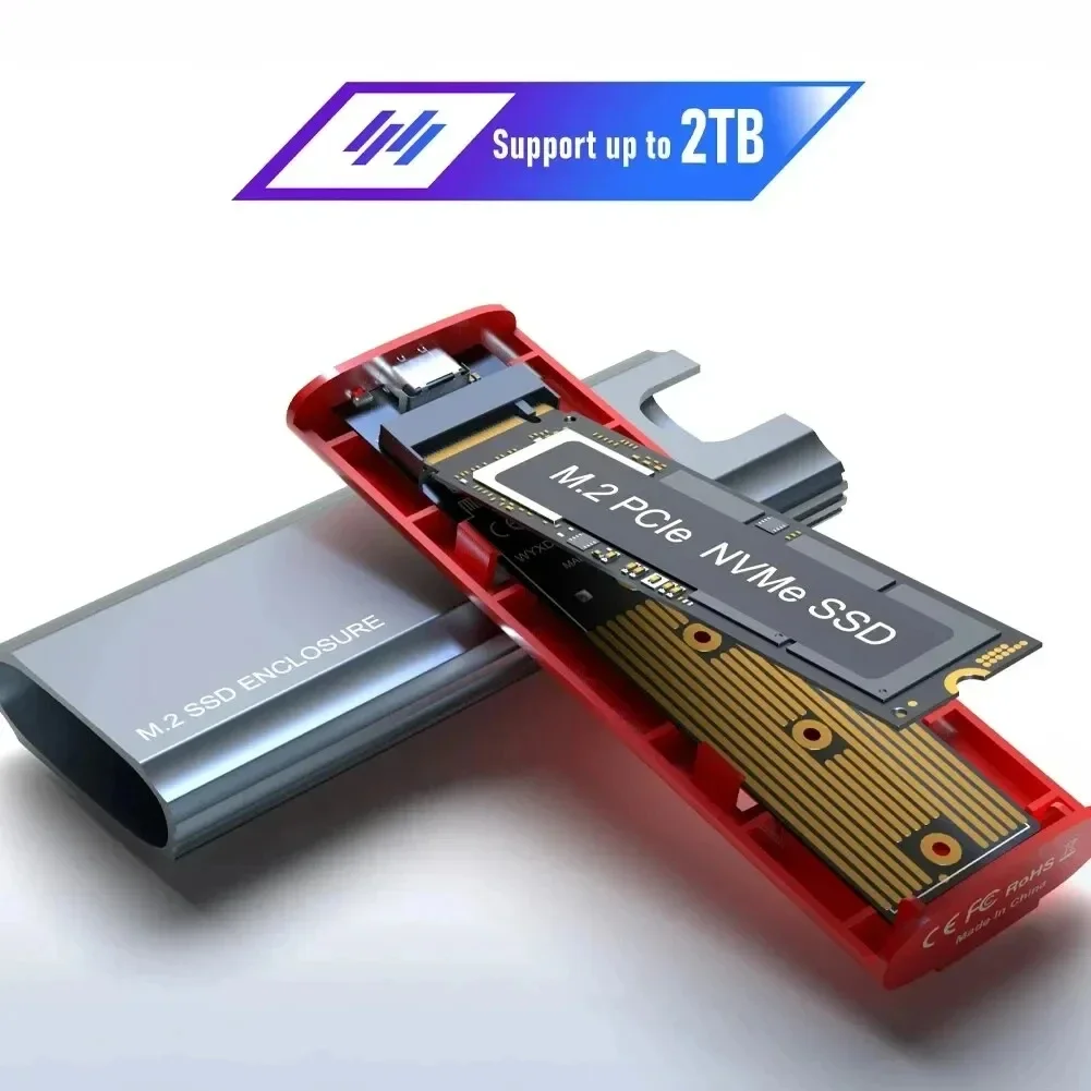 M2 NVMe SSD 외장 케이스 10Gbps PCIe SSD 케이스 휴대용 박스 USB C USB 3.1 도구 없이 설치 가능한 외장 어댑터 방열판 포함 M.2 SSD용
