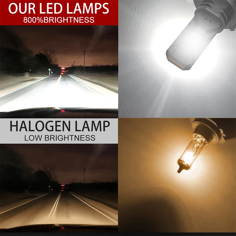 2개 65000000LM H7 LED 헤드라이트 전구 CSP 5570 자동차 헤드램프 자동 미니 캔버스 H7 LED 전구 터보 라이트 6500K 12V 플러그 앤 플레이