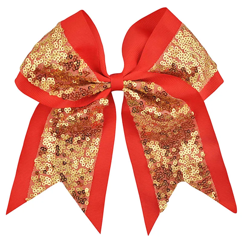20,3 cm große Pailletten-Ripsband für Damen, Cheer Bow, Krokodilklemmen, Haarspangen, Kopfbedeckung, Teenager, Sport, Cheerleader, Mädchen-Haarspange – Detail 12