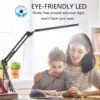 LED Folding Metal Desk Lamp Clip on Light Clamp Long Arm Diming Table Lamp 3 Colors Adjustable For Living Room Reading Computers 2