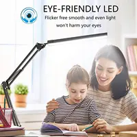 LED Folding Metal Desk Lamp Clip on Light Clamp Long Arm Diming Table Lamp 3 Colors Adjustable For Living Room Reading Computers 2