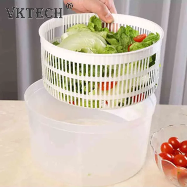 Multifunction Salad Spinner Lettuce Dryer Manual Vegetable Drainer Crisper Strainer For Washing Drying Leafy Kitchen Accesosries 2