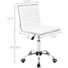 Mid Back Vanity Chair,Low Back PU Leather Swivel Computer Desk, Task and Office Chair Retro with Armless Ribbed (White) 3