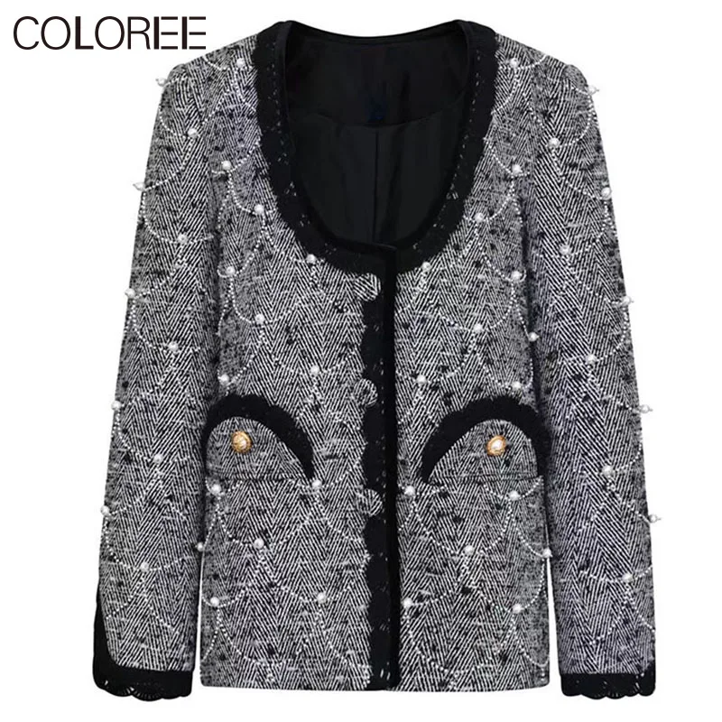

Luxury Sequined Beading Jaqueta Feminina Elegant Single Breasted Gray Winter Jacket Women 2023 Korean Fashion Ropa De Mujer