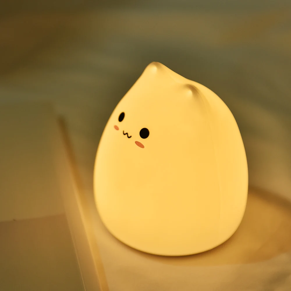 LED Night Light Night Light LED Night Lamp LED Colorful Night Light Animal Cat Silicone Soft Cartoon Baby Nursery Lamp for Children Gift