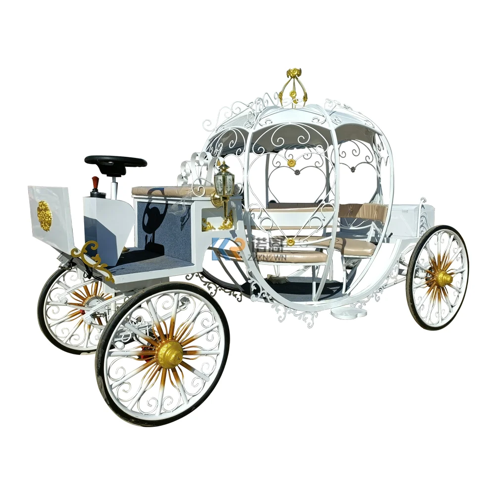 

4 Wheels Electric Royal Wedding Carriages Cinderella Horse Drawn Carriage Buggy Sightseeing Vintage Horse Wagons Carts for Sale