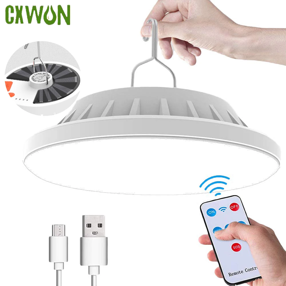 

Solar Camping Lights Waterproof Outdoor Led Spotlight for Camping Hiking Outage Emergency Charging Remote Pendant Light