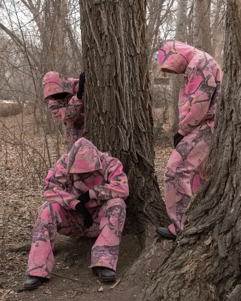 Y2K Men Women Sweatpants Harajuku Pink Camo Printed Pattern Streetwear Hip Hop 2000s Retro Loose Straight Leg Pants
