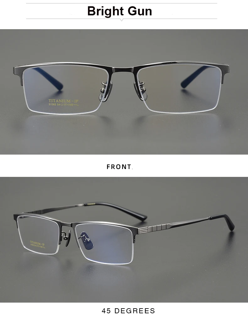 2026 Herren Business Reintitan-Brillengestell Modische Eckige Halbrandbrille 91065 Einzigartiges Design Goldfarbene Brillen Oculos – Detail 15