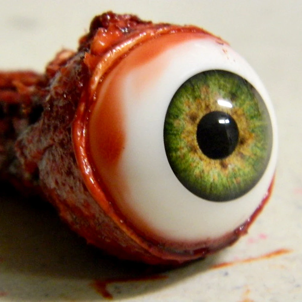 Realistic Ripped Out Eyeball Prop - Latex With Acrylic Eyeball, Blue, Movie-Quality Special Effect (1" Diameter, 5" Long)
