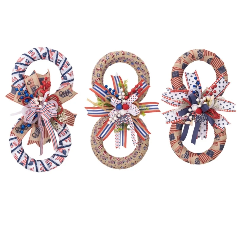

Independence Day Wreath Door Hangings Double Wreath Family Holiday Window Wall Decorations Patriotics Wreath Decors