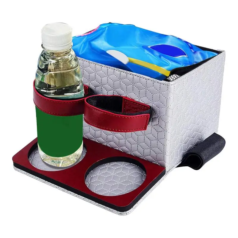 

Ящик для хранения в подлокотнике автомобиля износостойкий автоматический ящик для хранения с держателем для салфеток для бутылок, сброс, нескользящий фиксирующий ремешок