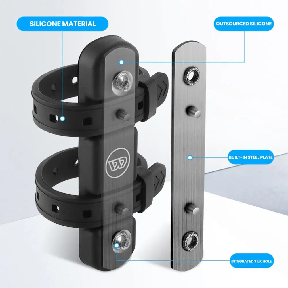 Bicycle Water Bottle Mount Adapter Water Bottle Cage Adapter Adjustable Silicone Strap Bike Mount for Cycling