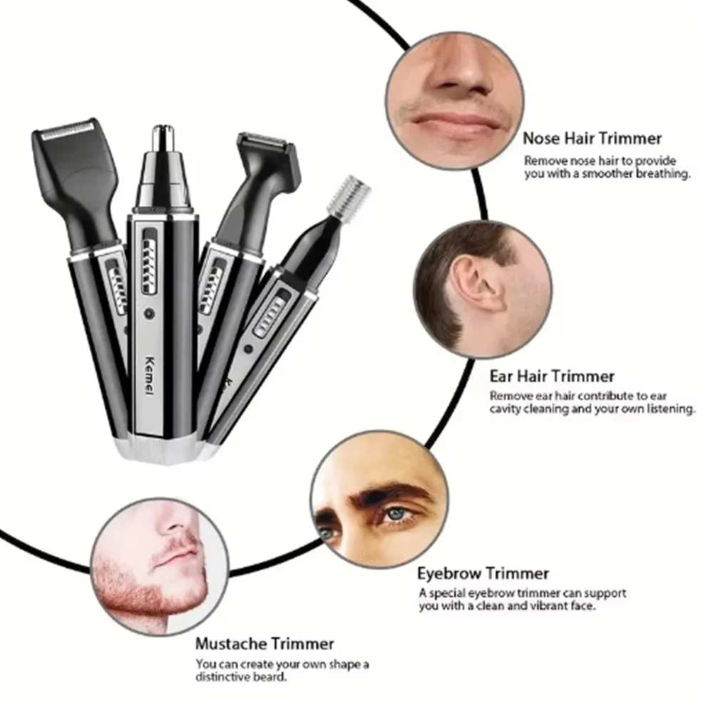 Nose Trimmer Beard Trimer Men Shaver Eyebrow Grooming Set Kemei-6630 Nose Hair Trimmer Ear Cleaner Rechargeab hair trimmer