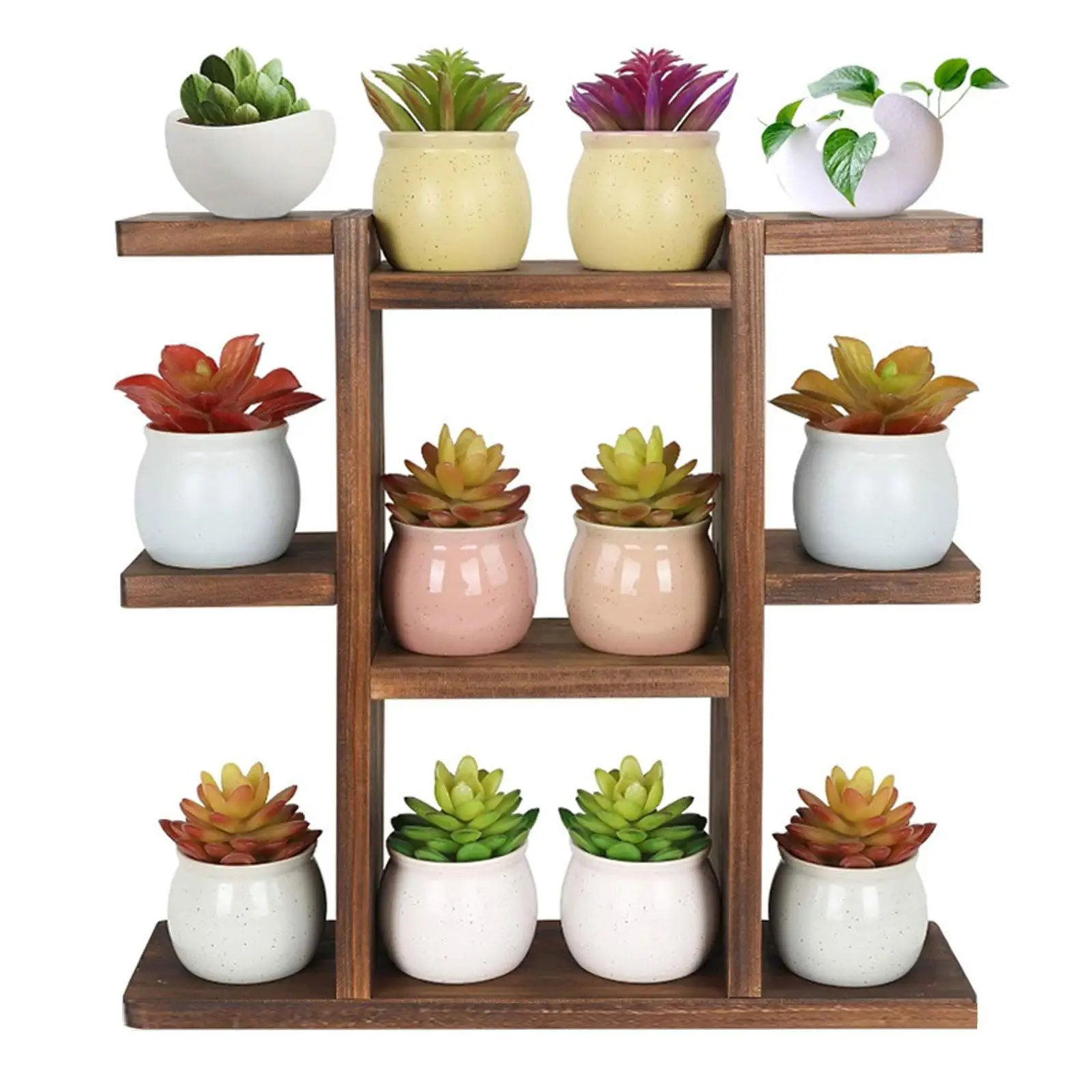 Wooden Plant Stand Floor Multilayer Flower Shelf Creative Versatile Practical Plant Display Rack Flower Pot Stand for Balcony
