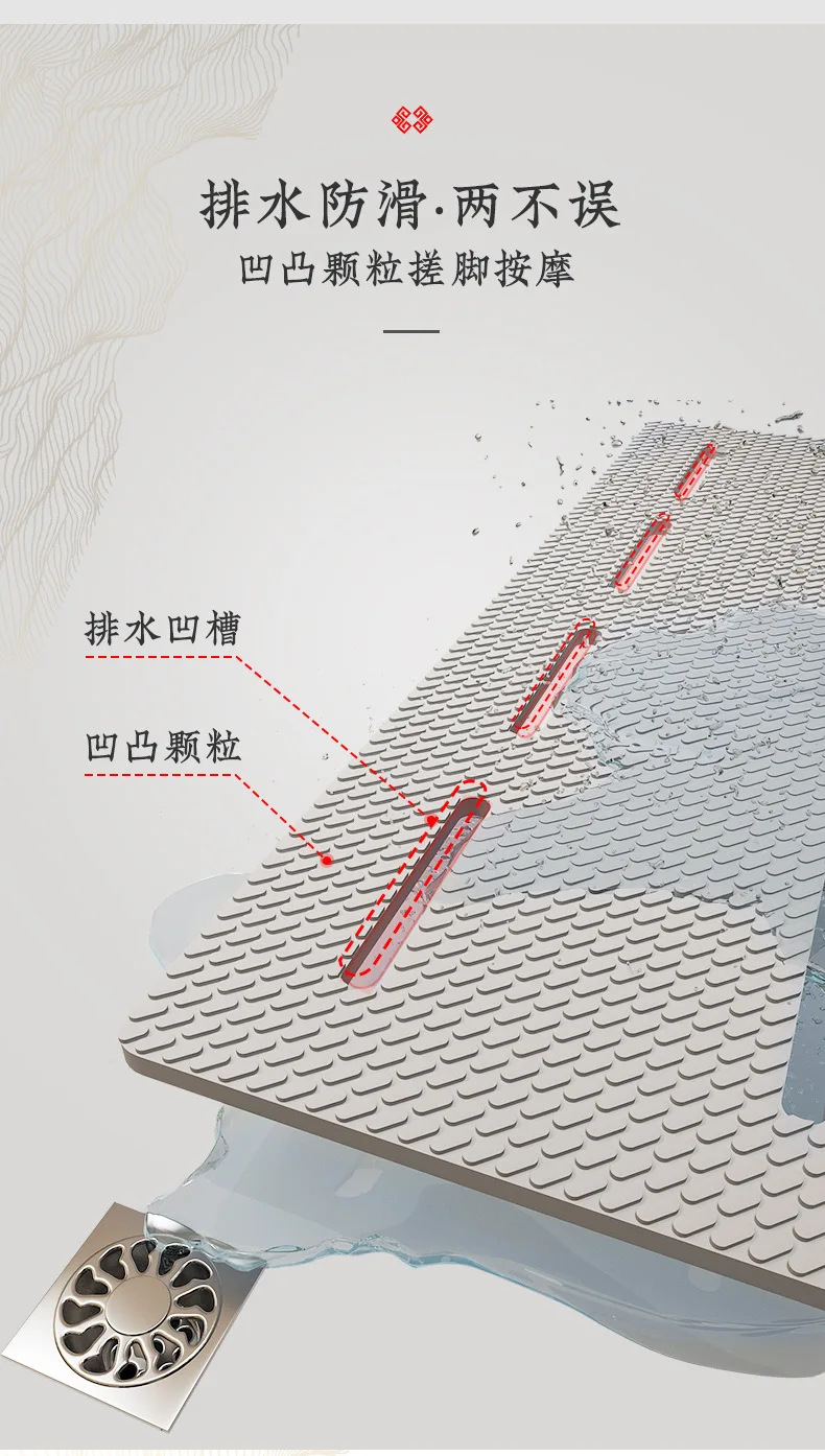 White waterproof bathroom mat with non-slip backing, designed for children's safety.