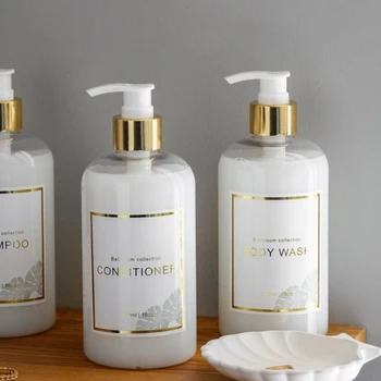 Alternative view of 3pcs500ml Bathroom Dispensers Shampoo and Conditioner Dispenser Bottles Refillable Lotion Press Type Bottle Bathroom Accessories