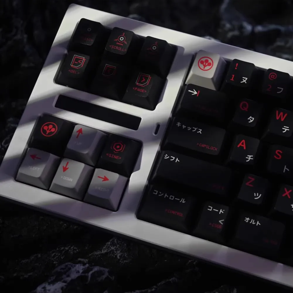 Arasaka-anime Gaming Keycaps Grupo Pbt Sublimação Dye Preto Vermelho Perfil Cereja Jogo de Anime Cbpk 2077 Switch mx 140 Chaves