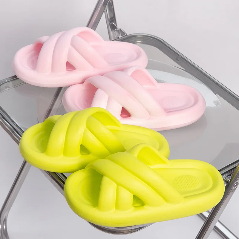 

4CM Thick Platform Cloud Slippers Non Slip Sliders Fashion Buckle Soft Sole EVA Slides Sandals 2023 Men Women's Home Slippers