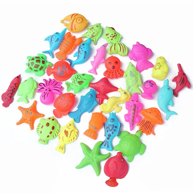 12Pcs/13Pcs Magnetic Fishing Toys Game for Kids 1 Magnetic Fishing Rod with 5 Plastic Floating Fish Toys for Children 3