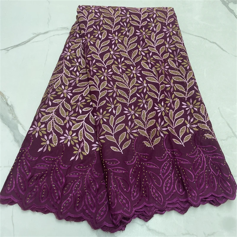 

Nigeria Lace Fabric 2024 High Quality African Cotton Lace Embroidered Swiss Voile Lace Fabric for Sewing Wedding Dresses 5 Yards