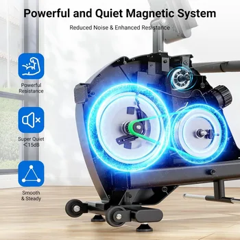 Rowing Machines for Home Use, Rowing Machine Magnetic Rower, 16 Levels of Workout Resistance, Max 350 LBS, Dual Slide Rail, Blue 2