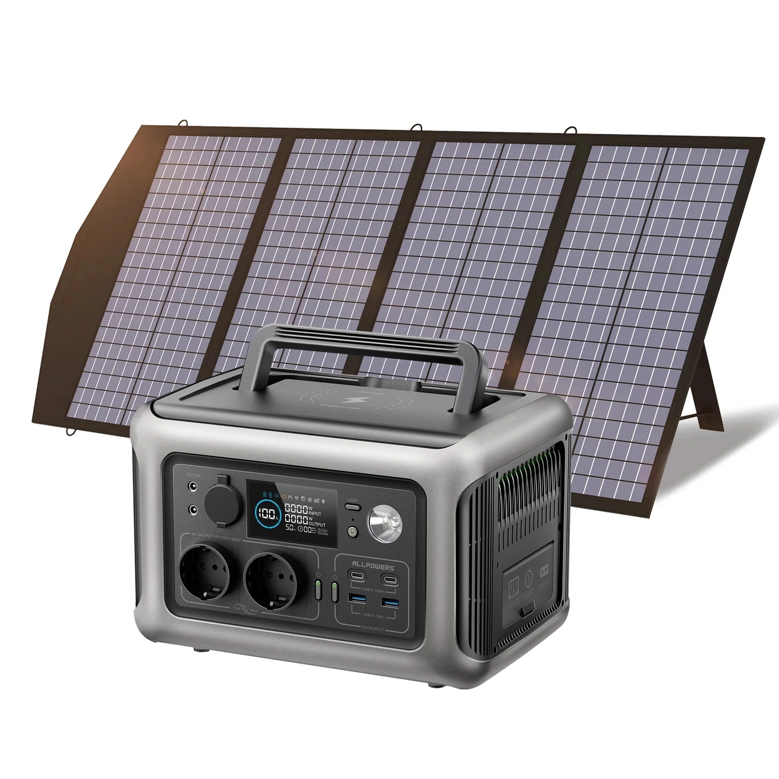 Caricabatterie A Energia Solare Solarpanel 100W 140W 200W Con Batteria Lifepo4 299Wh 600W Centrale Elettrica Portatile Per Camper Da Campeggio