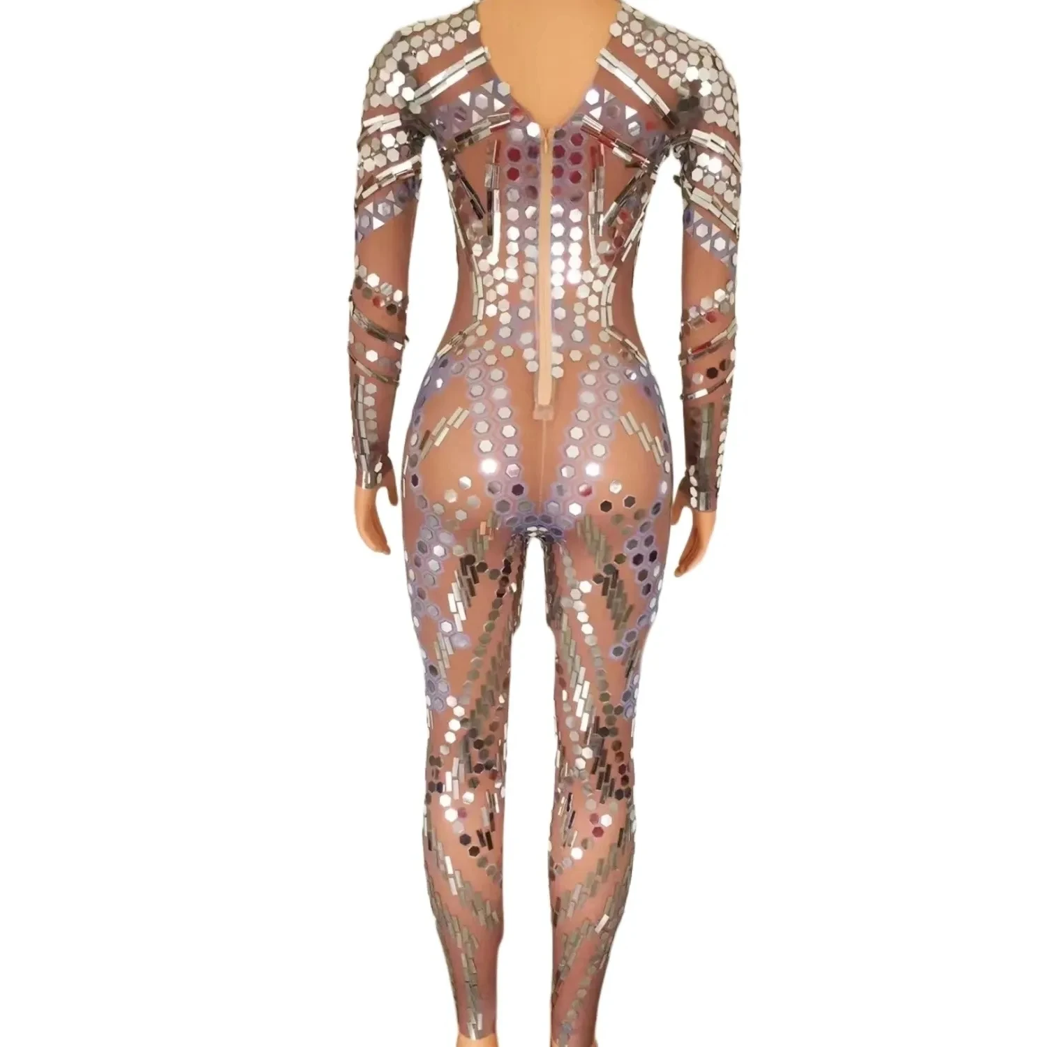 Mirror Rhinestone Jumpsuit Birthday Show Wear Evening Bar Prom Women Dancer Leggings Outfit women dance costume stage performance costume sexy evening dress