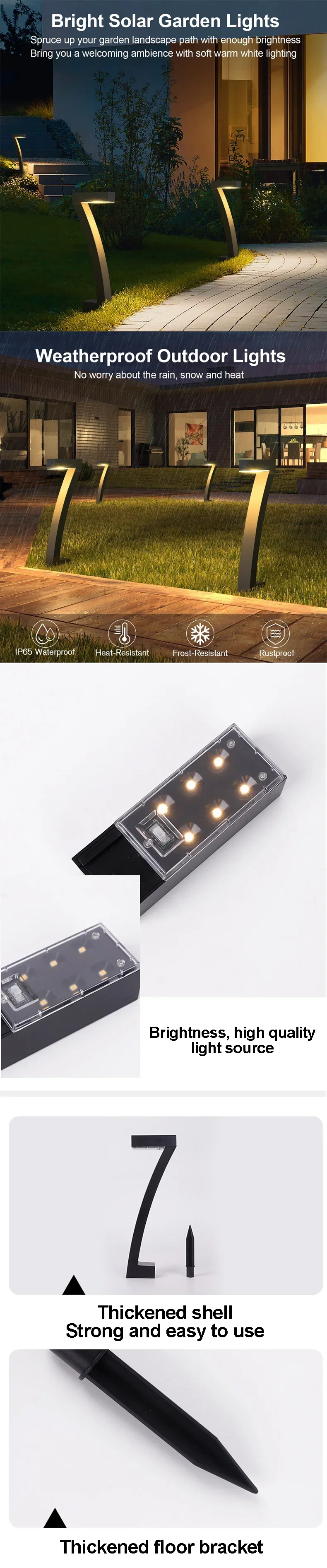 Description Picture 3 of item1-12 Pcs LED Solar Powered Spotlight IP65 Waterproof Lawn Lamps Warm Light Projection Path Lamp for Yard Patio Garden Decor