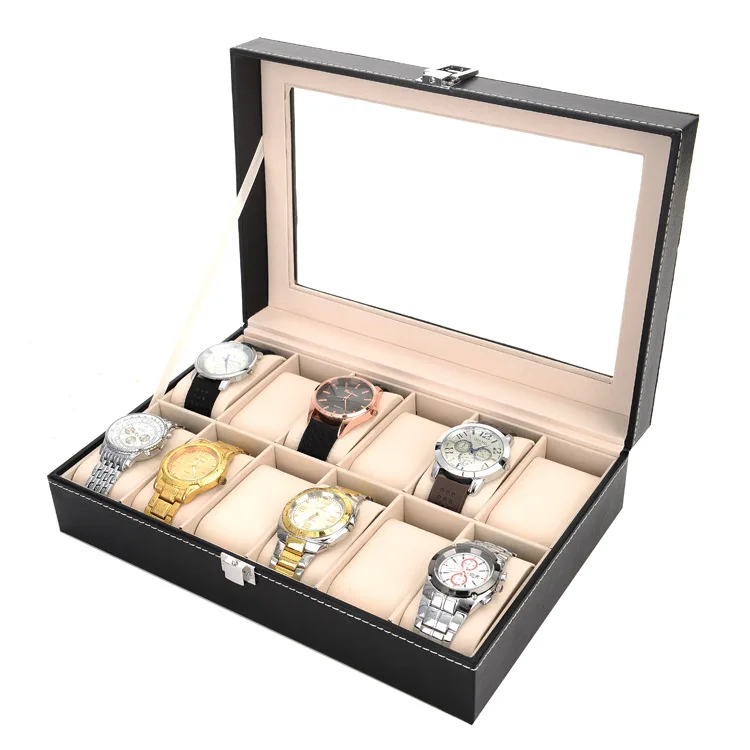 Feibrand - Caja Relojes, Estuche/Guarda Relojes, Hombre, para 12 Relojes,  Negro : : Moda