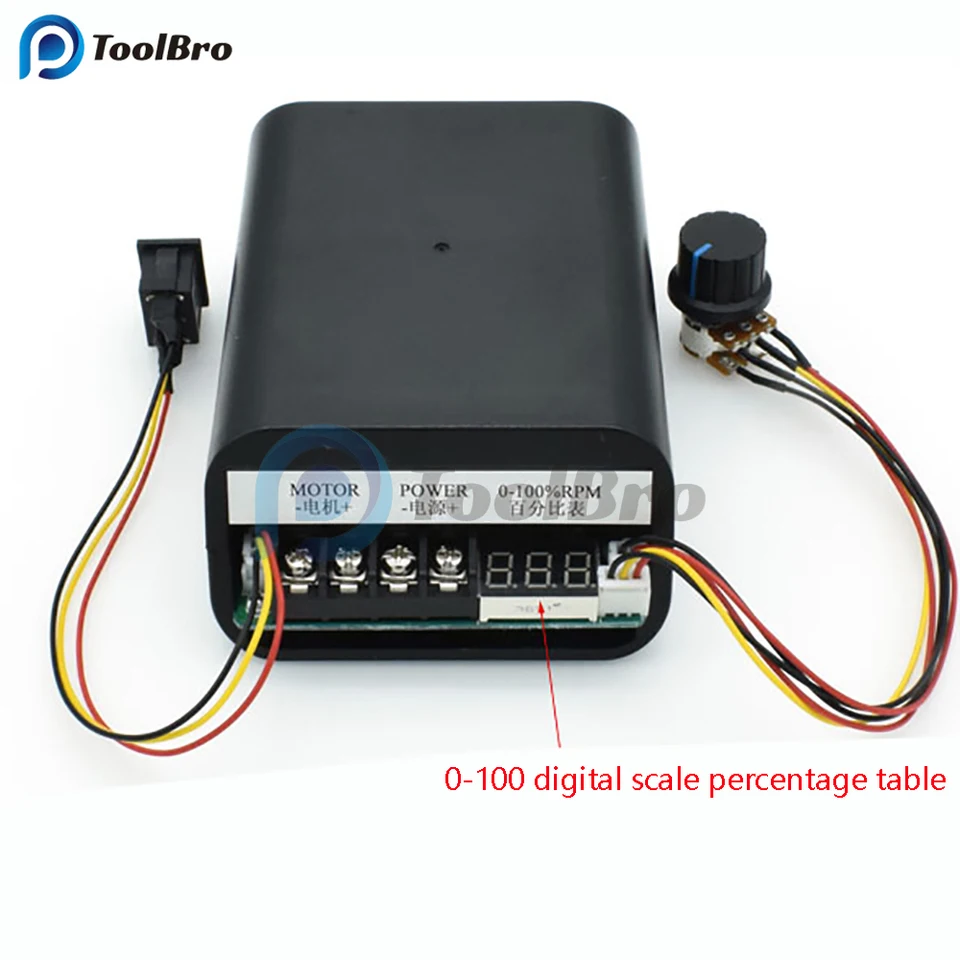 Produktbild von DollaTek DC-Motordrehzahlregler 10-55V 40A – Mit Vorwärts/Bremse/Rückwärts-Schalter, PWM, Für Gebürstete Motoren