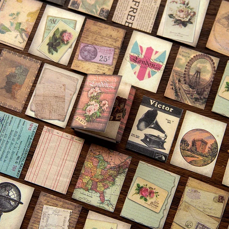 

60Pcs Material Paper Book Vintage Literature Flower Notebook Plant Writing Background Decoration Wrapping gift Scrapbook 82*65MM